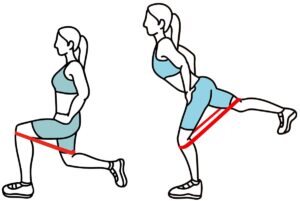 Lunge Kickback resistance band exercise for wider hips