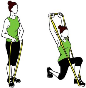 Resistance loop band workout: lunge + front raise