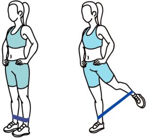 Standing Kickback thigh exercise with resistance band