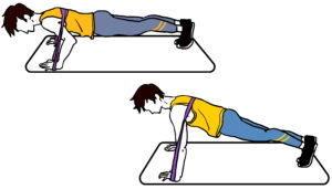 Push-up calisthenics exercise with a resistance band